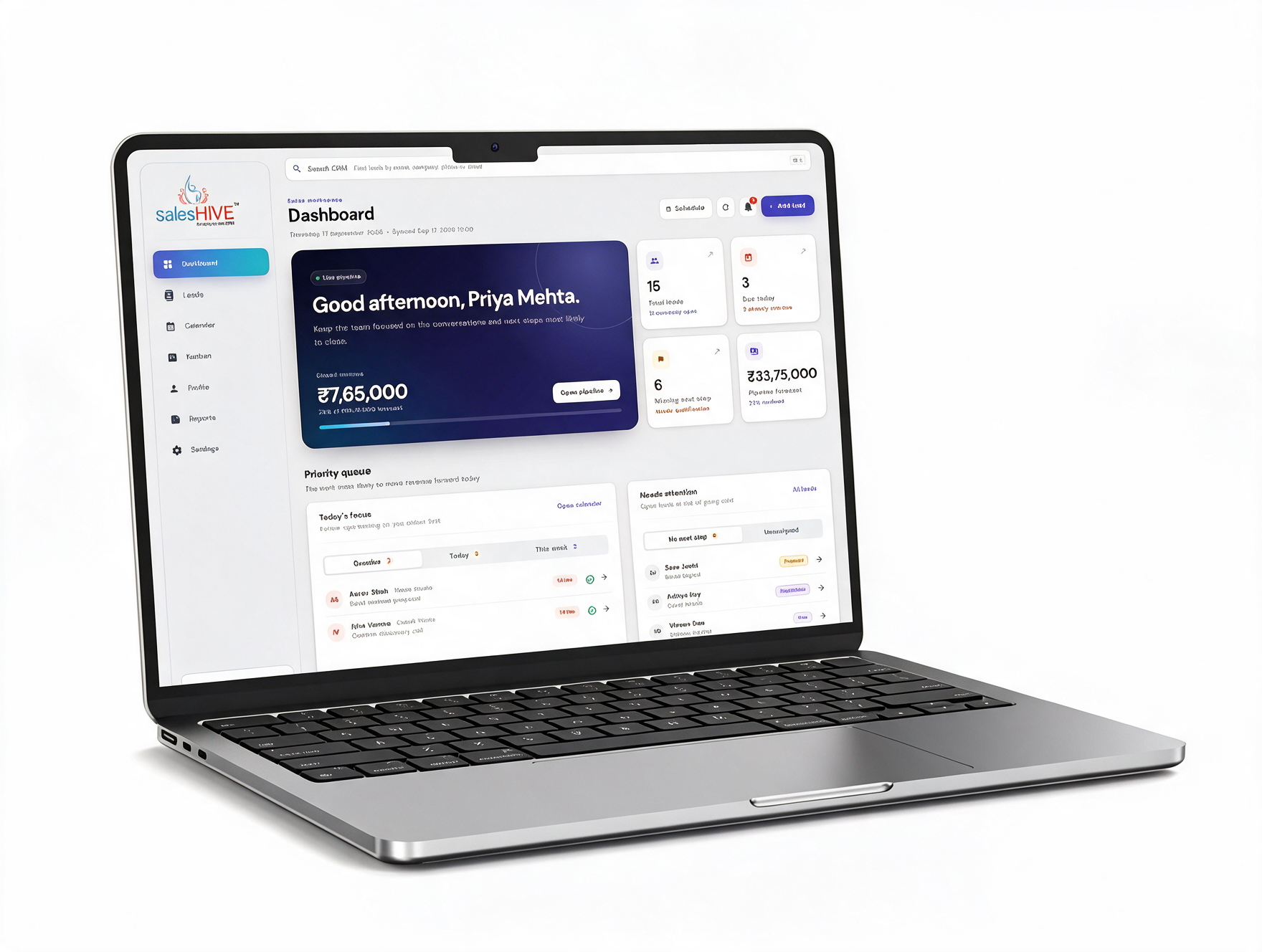 Start 30-Day Free Trial - SalesHive CRM leads dashboard